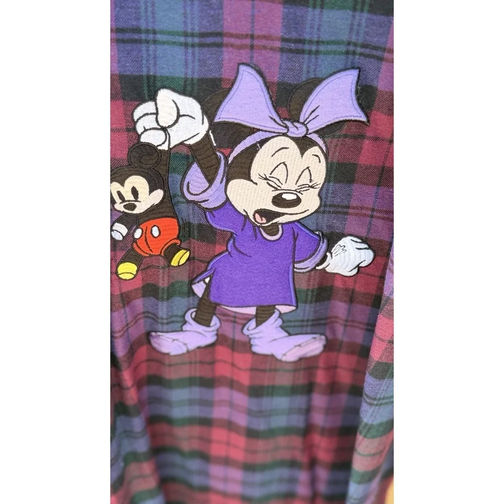 Vintage Disney Minnie Mickey Plaid Nightshirt‎ One Size Cotton 90s